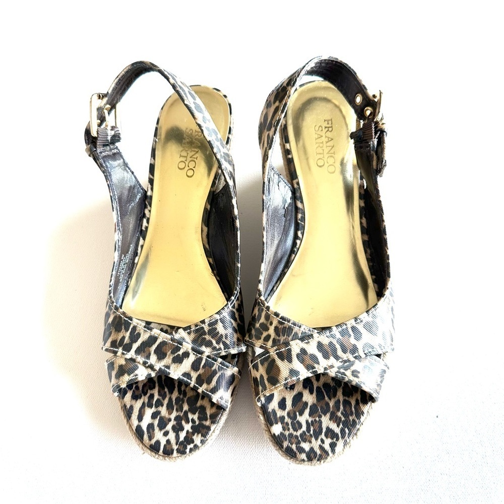 Franco Sarto L-Comedy Leopard Print Wedge Sandals